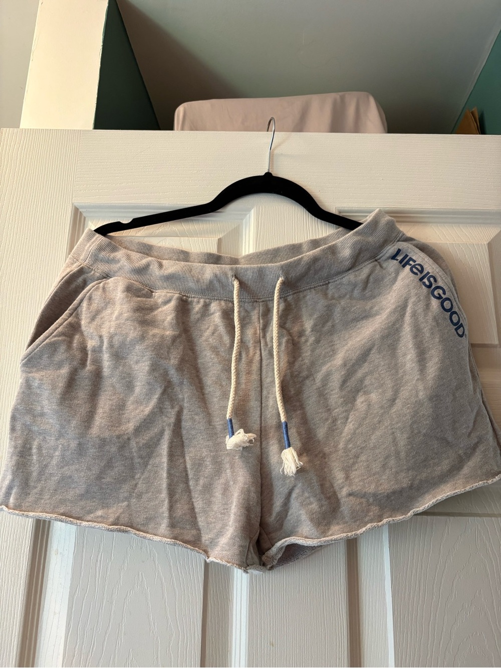 Life Is Good Light Gray Women's Cozy Drawstring Athletic Shorts